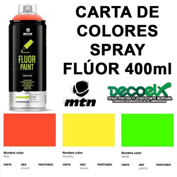Carta de Colores Spray Fluorescente MTN 400ml
